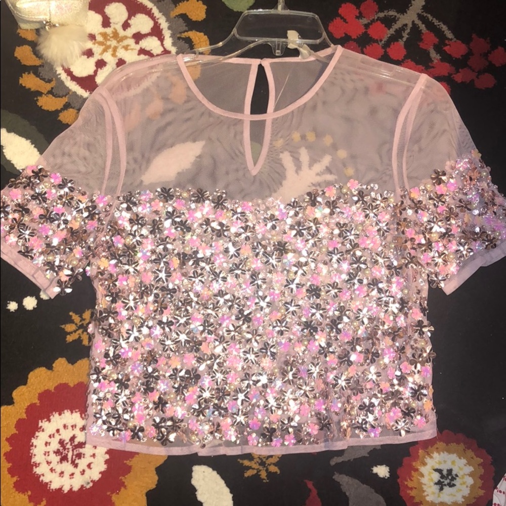 Aesthetic pink shirt with flowers